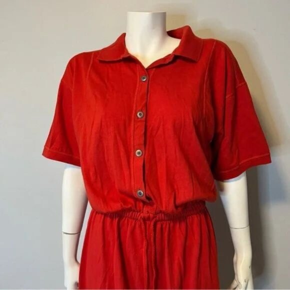 Vintage 90's red polo shirt dress 100% cotton by Liz Claiborne Size large - Picture 6 of 8